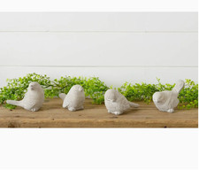 Modern Farmhouse Bird Figurines - Set of 4 Vintage Bird Cement Statue picture