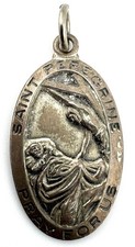 Vintage Sterling Silver St Peregrine Catholic Medal STER CHAPEL 3.67g picture