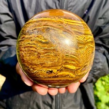 4.25LB Natural Large Gold Tiger’s Eye Stone Quartz Crystal Sphere Specimen Reiki picture