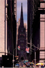 New York City Parish of Trinity Church Street Scene Wall street c1980 Postcard picture