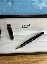 SALE Montblanc Meisterstück Classique 163 Rollerball Pen Black Gold Trim Gift picture