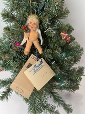 1996 Annalee Holly Berry Angel Christmas Ornament 3” Plush Cherub Vintage NEW picture