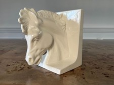 Cream Ceramic Horse Head Bookend, Equestrian Decor picture