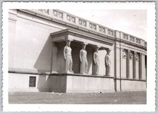 Vtg B&W Snapshot Classical Greek Caryatid Statues Museum Facade Architecture picture