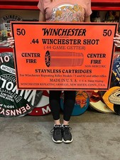 Vintage Style Metal Rafter Sign Winchester 2 Sided NOT Porcelain 34x24 Made USA picture