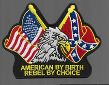 New 3 3/4 x 5 American By Birth Iron on Patch  picture