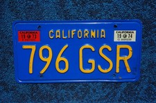 1973 1974 CALIFORNIA License Plate picture