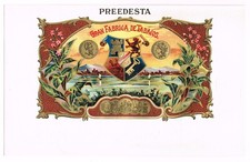 ORIGINAL C1900 CIGAR BOX LABEL ANTIQUE SCARCE PREEDESTA BAY SHIELD CREST BOATS picture
