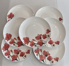 Mikasa Keira Red Flower 10 1/4” Dinner Plate Dish Set of 7 Seven picture