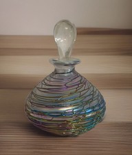 Vintage Rueven Nouveau Art Glass Perfume Bottle Iridescent Swirl Stopper USA picture