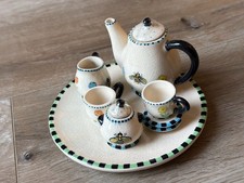 Vintage Miniature Bee Tea Set 10 Pc Crackle Glaze Floral Ceramic Tea Party Set picture