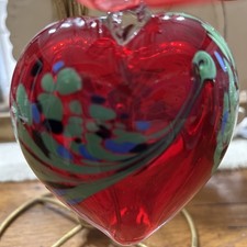 Huge HEAVY Murano Style Blown Art Glass Heart Ornament/Paperweight ~Valentine~ picture