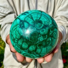 2.75LB Rare Natural Malachite quartz hand Carved sphere Crystal Healing picture