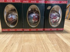Vintage Coca Cola Christmas Ornaments Santa Lot 1995 Cavanagh Glass Ball Boxed picture