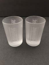 (Set of 2) JAGERMEISTER Frosted Glass Shot Glasses With Embossed Logo 1oz picture