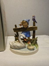 Goebel Hummel #344 Feather Friends Figurine VINTAGE 1956 Girls Swan & Ducklings picture