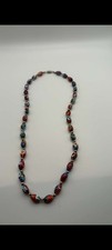 Vintage Venetian Murano Millefiori Oval Bead Necklace picture