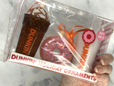 Dunkin Donuts Holiday Ornament Mini 3 Pack 2024 **FREE SURPRISE GIFT W/PURCHASE* picture