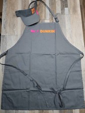 New No Tags Dunkin Donuts Set Uniform Apron S/M +Adult Visor Gray picture