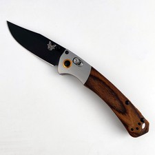 Benchmade Mini Crooked River 15085-cstm Black CPM-S30V Wood Handle Folding Knife picture