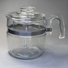 Vtg Pyrex Flameware 7756 6 Cup Glass Coffee Percolator Complete USA MCM picture