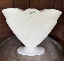 Vtg Art Deco ROYAL HAEGER Flower Ware RG-25 Cream Pottery Fan Vase USA 13”x 15” picture