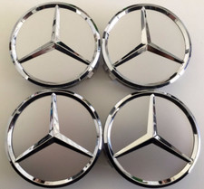 4x Mercedes Grey Alloy Wheel Centre Hub Caps 75mm A B C E S M Class ML CLK SLR picture