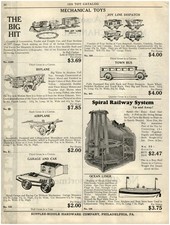 1928 PAPER AD Joy Line Mechanical Toy Train Airplane Biplane Spiral Railway Bus picture