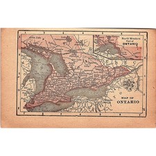 Antique 1889 Map of Ontario 1889 Pocket Map Engraving SAG4-H3 picture
