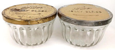 Antique 1930s Kerr Jelly Jar Glass With Gold Metal Lid Set Of 2 Made In USA picture