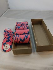 Vintage Casino Liban Plain Mold Casino Chip Set 100 Chips Beirut Lebanon Pink picture