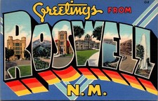 Greetings From Roswell NM Large Letter Linen Postcard New Mexico Military picture