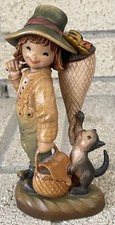 ANRI WOOD CARVED, HAND PAINTED ITALIAN FIGURE OF A YOUNG BOY BUTTERFLY CATCHER picture