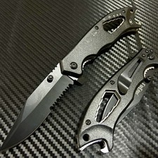 7.5”Black Tactical 5 in 1 Spring Assisted Open Blade Folding Pocket Knife w/Clip picture