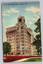 Lakeland Florida New FL Hotel Street View Linen 1950 Vintage Postcard picture