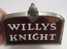 Vintage Willys Knight Automobile Radiator Badge Emblem Metal Enamel Original USA picture