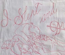 1897 Victorian REDWORK EMBROIDERY Linen Bed Pillow Cover Sleeping Beauty picture