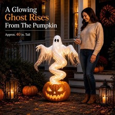 Halloween LED Swirling Ghost Pumpkin Yard Lamp | Lighted Garden Decor, Outdoor L picture