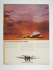 Lockheed Dash 8 JetStar 1968 Vintage Print Ad Aviation Airplane Sunset Sky picture