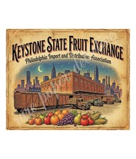 Keystone State Fruit Exchange 1950s Retro Style Fruit Crate Label 10.5