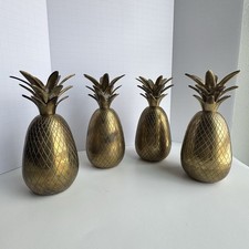 Vintage Penco Brass Pineapple Candle Holders Set of 4 India Hollywood Regency picture