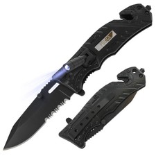 Lethal Defender Emergency Knife | LED Light Pocket Assisted Folding Police Black picture