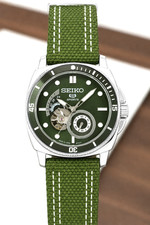 Seiko Sports Style Luxury Automatic Open Heart Watch Green Dial 40-42mm Nylon St picture