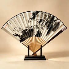 Brand New Hand-Painted Chinese Grape Folding Fan by Artist Zhou Xiaoying picture