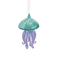 Gallerie II Green Glitter Glass Jellyfish Coastal Christmas Ornament picture