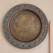 Louis C Tiffany Bronze Favrile Charger Plate Jeweled Art Nouveau L.C.T. Furnaces picture