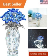 Crystal Flower Figurine Blue Forget Me Not Gift for Women Home Decor picture