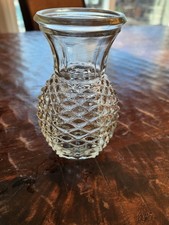 Vintage 1982 FTD Pineapple Shaped Diamond Point Pressed Glass 5.5