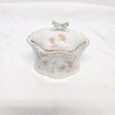 Vtg Weimar Germany Covered Trinket Dish w/ Lid Hand Painted Floral Pattern 3
