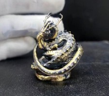 Brass Carved Chinese Dragon Statue Animal Feng Shui Decor picture